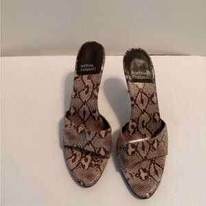 Jeffrey Campbell Brown Snake Print Mules